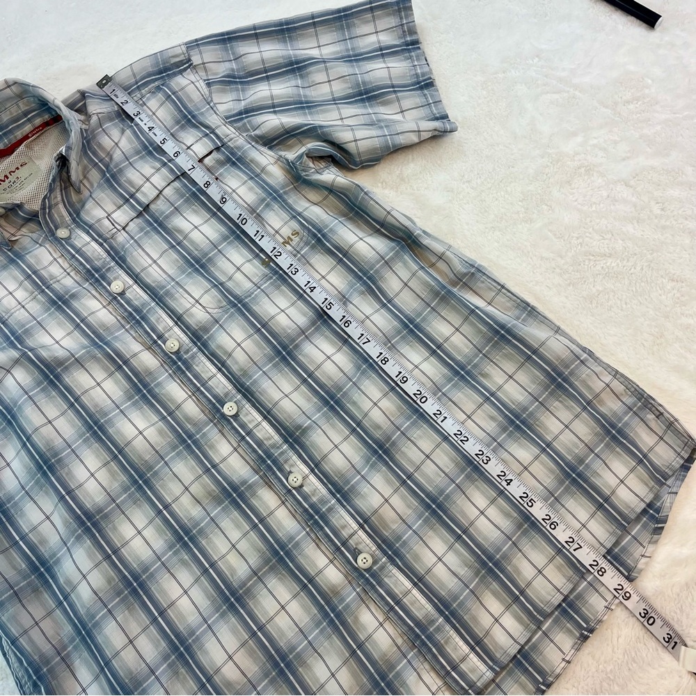 Simms Shirt Mens MD Plaid Short Sleeve Button Up Fishing COR3 Vented Tattersall - Picture 9 of 10
